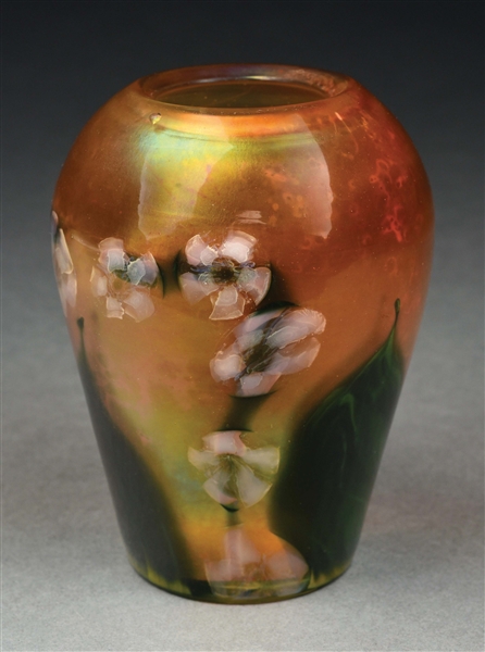 TIFFANY STUDIOS FLORAL PAPERWEIGHT VASE.