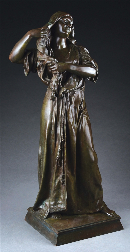 LARGE LATE 19TH C. BRONZE BY EMILE PEYNOT.