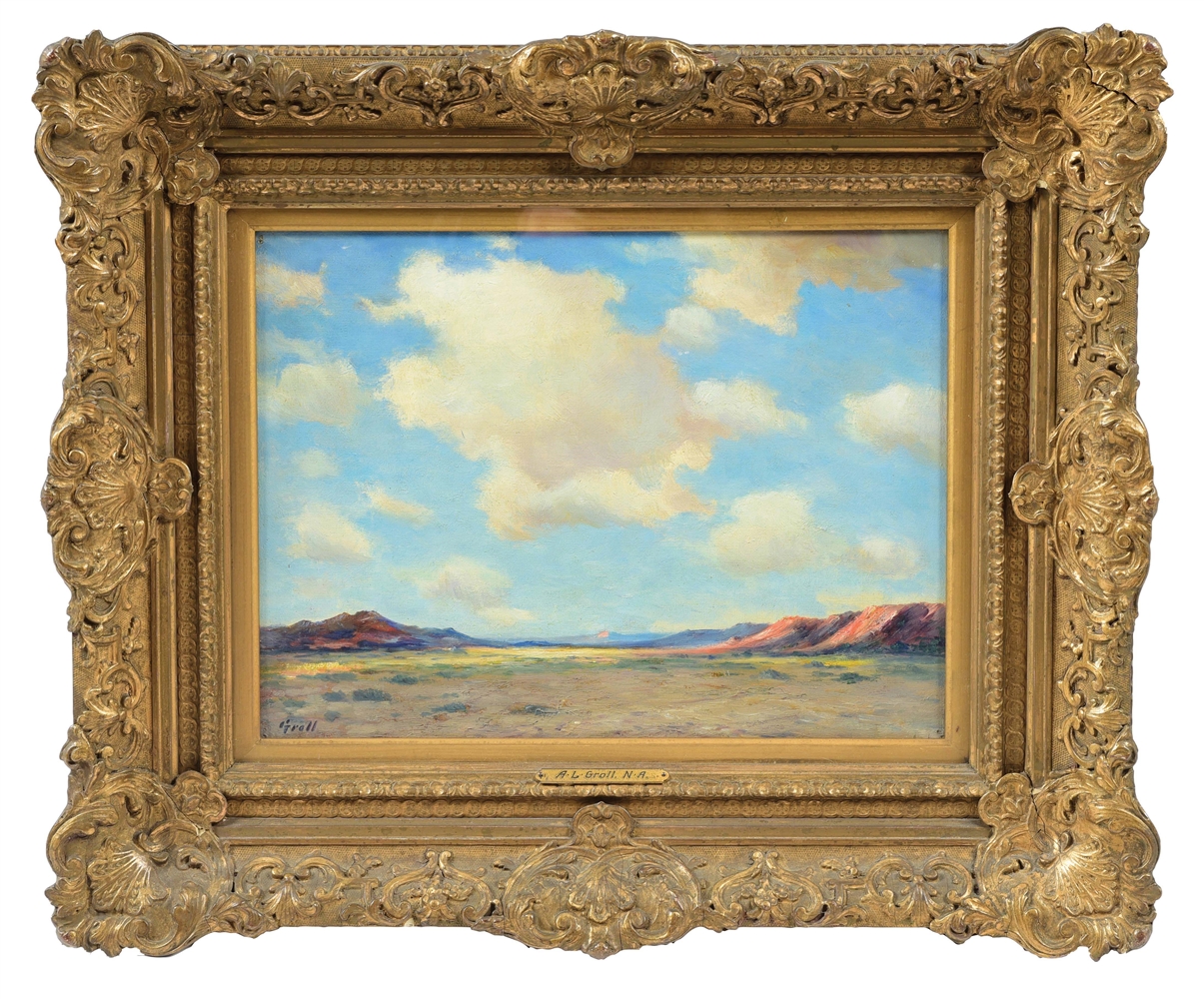 ALBERT LOREY GROLL (AMERICAN, 1866 - 1952) "SUNSET IN ARIZONA".