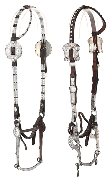TWO STERLING SHOW BRIDLES AND BITS