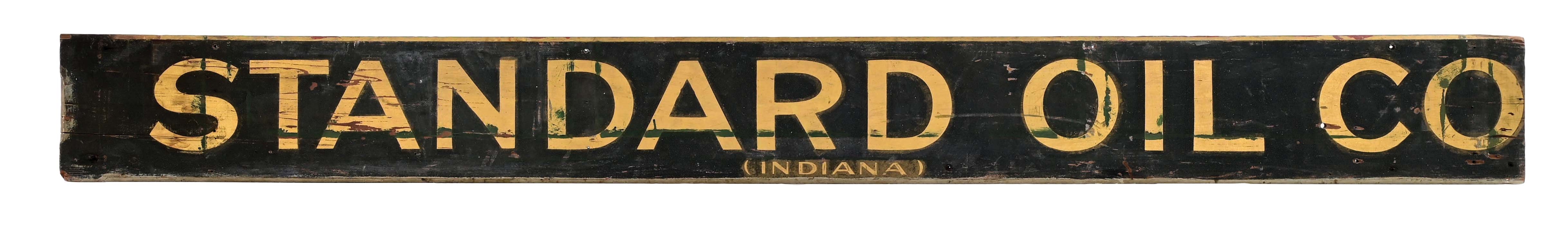 STANDARD OIL CO. OF INDIANA SAND PAINTED WOODEN SIGN.