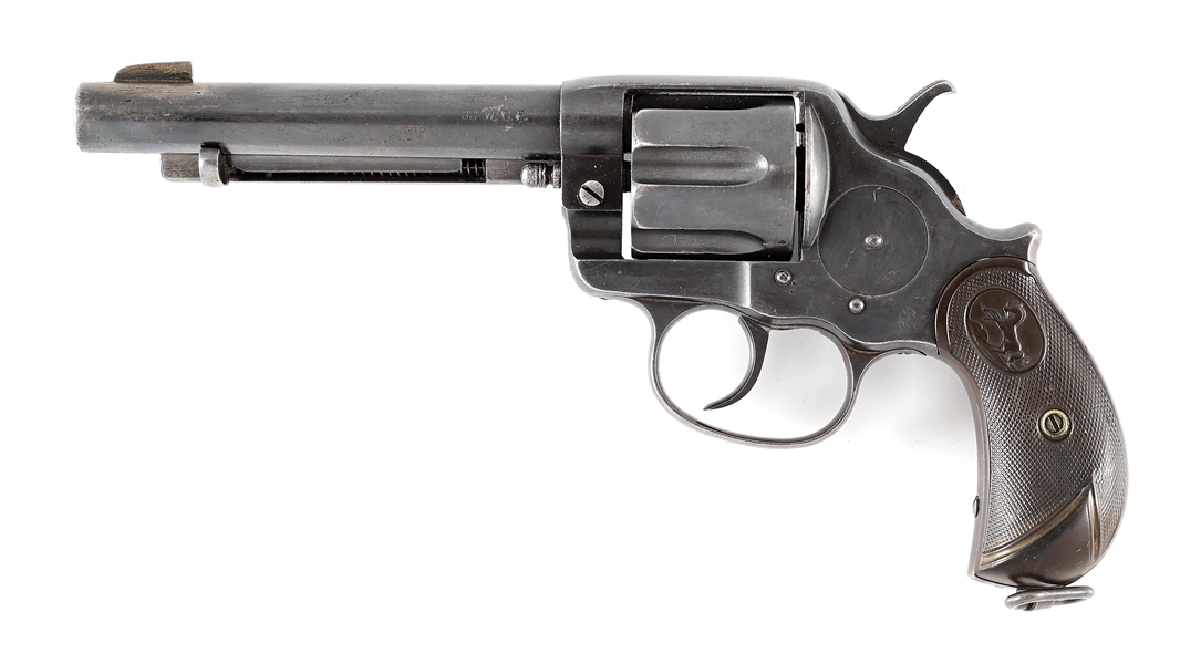 (A) COLT 1878 DOUBLE ACTION REVOLVER WITH WELLS FARGO MARKED BACKSTRAP, 3 BADGES, VALICE, AND HORSESHOE POUCH.