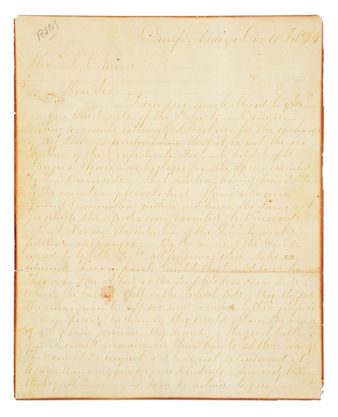 ROBERT E. LEE SIGNED LETTER REGARDING THE TREATMENT OF CONFEDERATE PRISONERS.