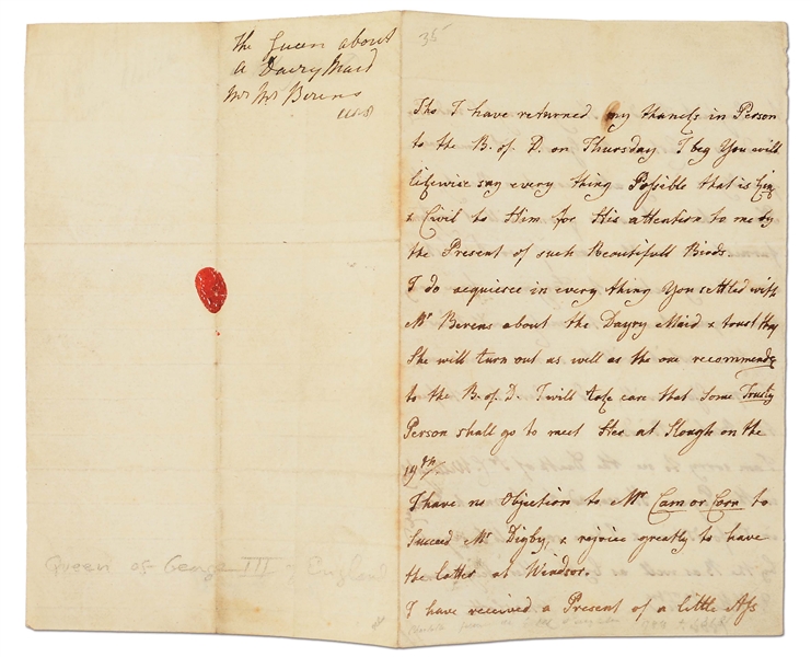 LETTER SIGNED BY QUEEN CHARLOTTE OF MECKLENBURG-STRELITZ.