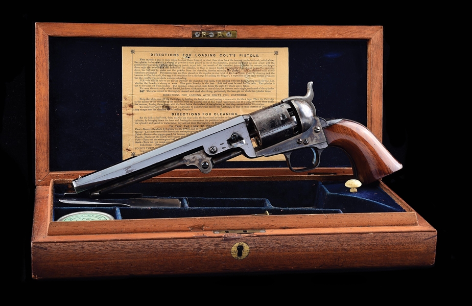 (A) CASED HIGH CONDITION LONDON COLT 1851 NAVY PERCUSSION REVOLVER.
