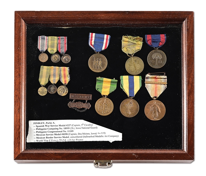 US PHILIPPINE INSURRECTION-WWI MEDAL GROUPING NAMED TO PARKE A. FINDLEY, 5TH CAVALRY.