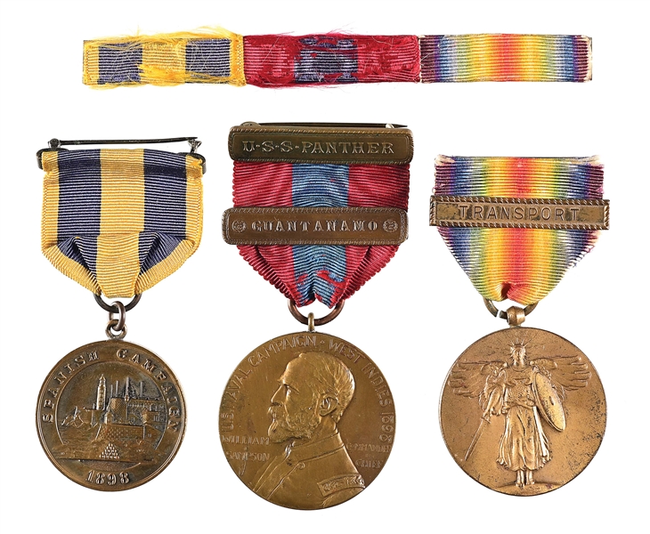 US SPANISH AMERICAN WAR-WWI USS PANTHER MEDAL GROUP.