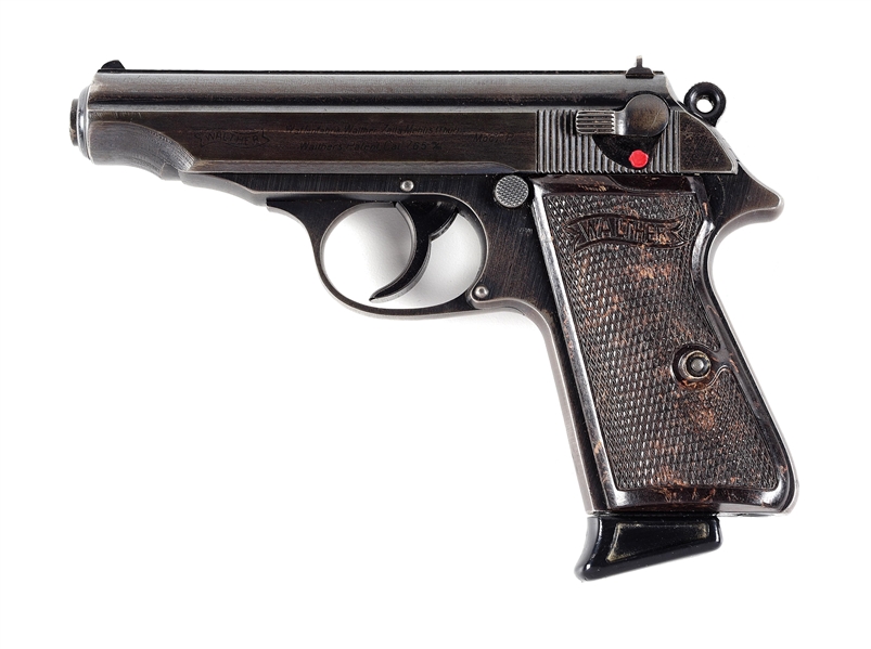 (C) WALTHER MODEL PP SEMI-AUTOMATIC PISTOL WITH FAUX WORLD WAR II INSPECTION PROOF.