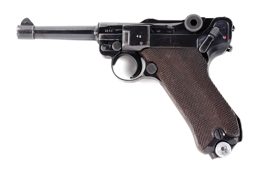 (C) GERMAN WORLD WAR II MAUSER BANNER "1940" DATE P.08 POLICE LUGER SEMI-AUTOMATIC PISTOL WITH SPURIOUS "(EAGLE)/ C" PROOF.