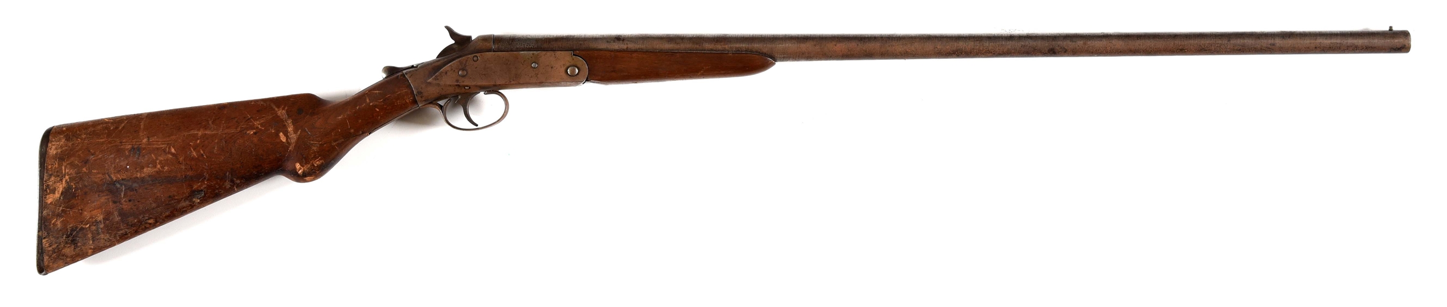 (C) FOREHAND AND WADSWORTH 12 GAUGE SINGLE SHOT SHOTGUN.