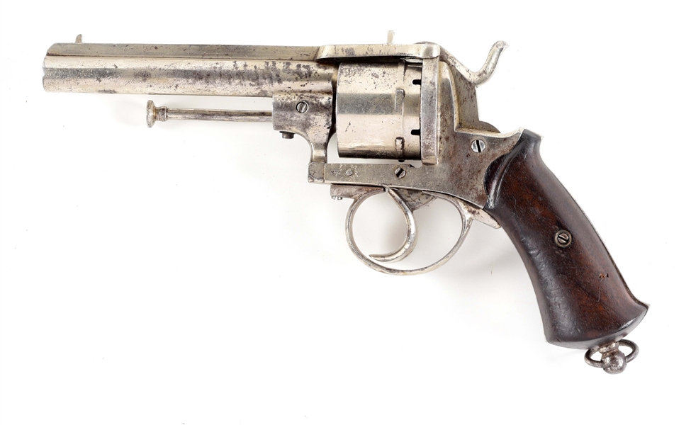 (A) UNMARKED DOUBLE ACTION PINFIRE REVOLVER.