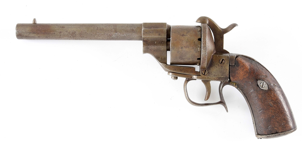(A) UNMARKED SINGLE ACTION PINFIRE REVOLVER.
