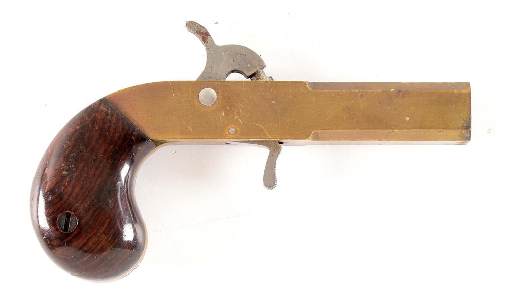 (A) CONTEMPORARY BRASS 4-BARREL PERCUSSION PISTOL.