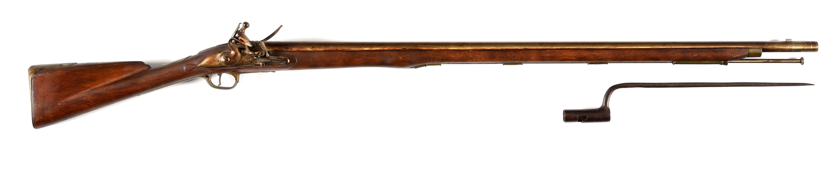 (A) REPRODUCTION TOWER BROWN BESS FLINTLOCK MUSKET WITH BAYONET.