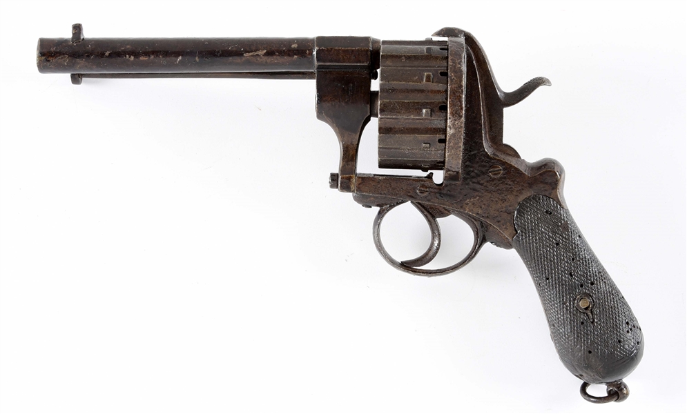 (A) LARGE DOUBLE ACTION PINFIRE REVOLVER.