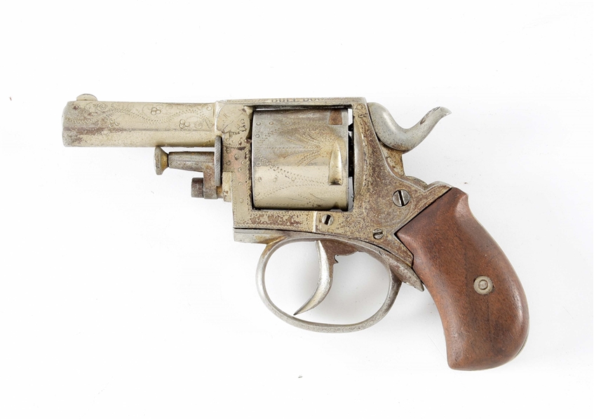 (A) ENGRAVED FAGNUS & CLEMENT BRITISH BULLDOG DOUBLE ACTION REVOLVER.