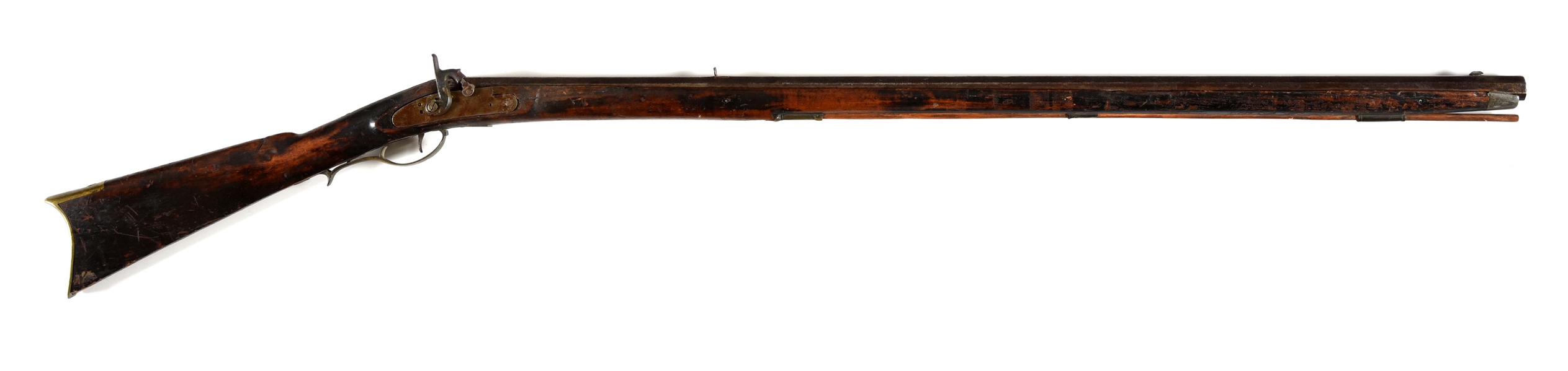 (A) FULL STOCK PERCUSSION KENTUCKY RIFLE.