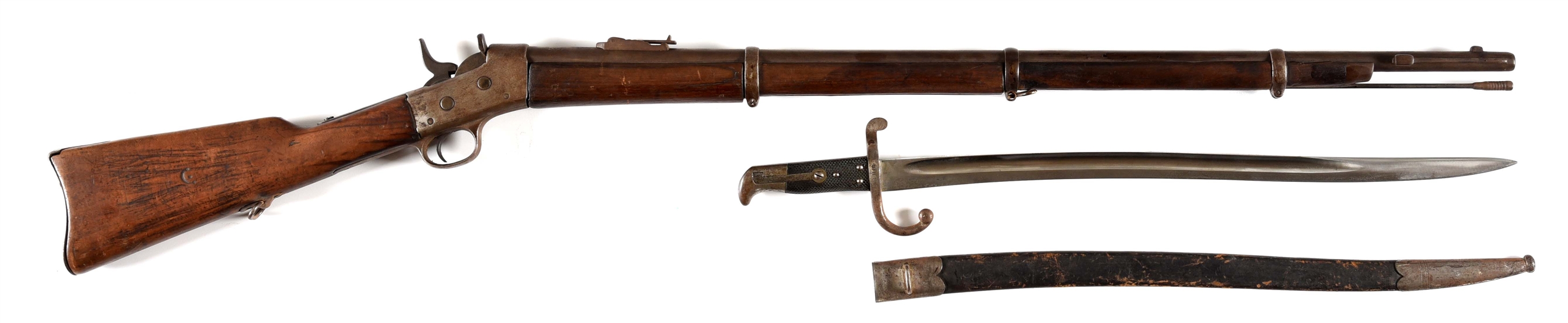 (A) REMINGTON ROLLING BLOCK RIFLE WITH BAYONET.