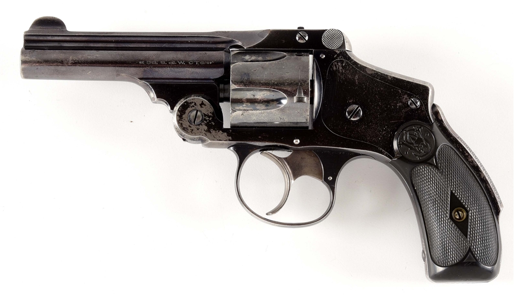 (C) SMITH & WESSON SAFETY HAMMERLESS 5TH MODEL DOUBLE ACTION REVOLVER.