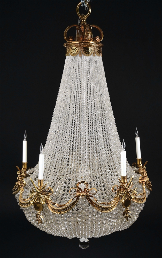 LARGE REGENCY CHANDELIER FROM THE PEABODY MANSION.