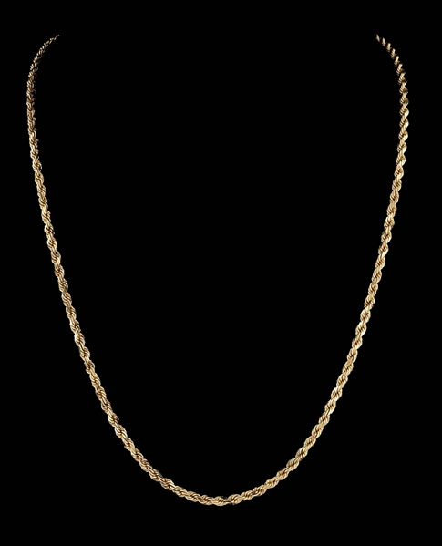 14K YELLOW GOLD SOLID 3MM 24" ROPE CHAIN NECKLACE.