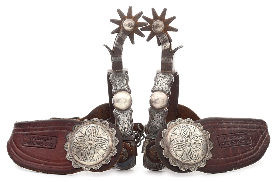 UNMARKED SILVER INLAID CALIFORNIA SPURS