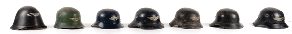 LOT OF 7: GERMAN WWII LUFTSCHUTZ HELMETS.