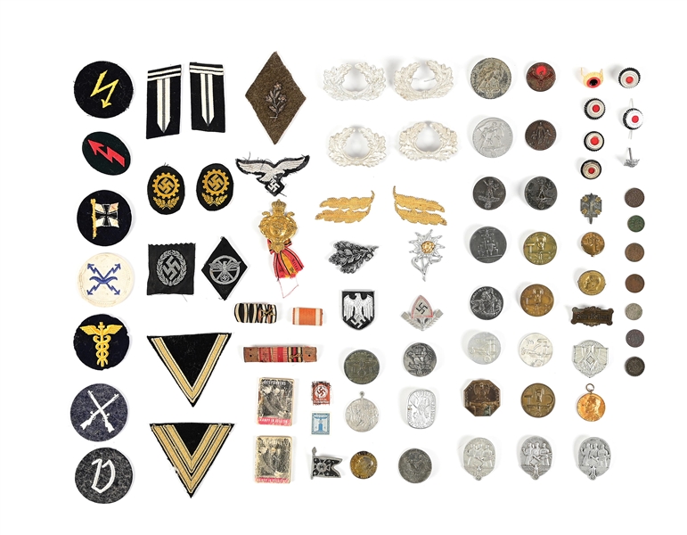 LARGE LOT OF THIRD REICH TINNIES AND INSIGNIA.