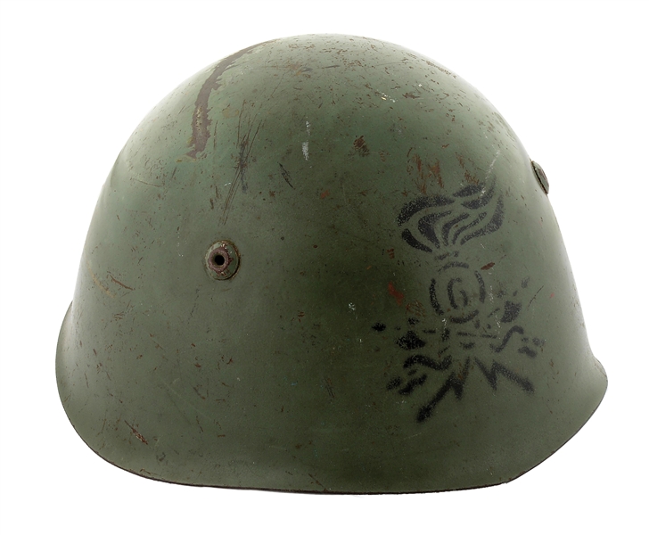 ITALIAN WWII 6TH ENGINEER REGIMENT M33 HELMET CAPTURED BY LT. COLONEL HENRY K. KELLOG.