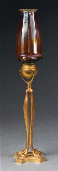 TIFFANY STUDIOS CANDLESTICK WITH TULIP SHADE