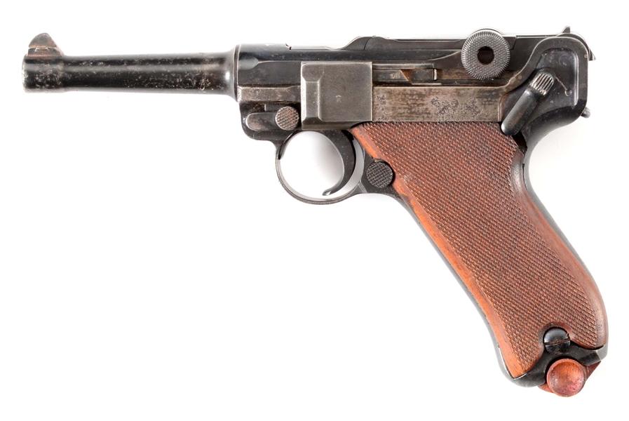 (C) IMPERIAL GERMAN HUSSAR UNIT MARKED DWM "1910" DATE P.08 LUGER SEMI-AUTOMATIC PISTOL.