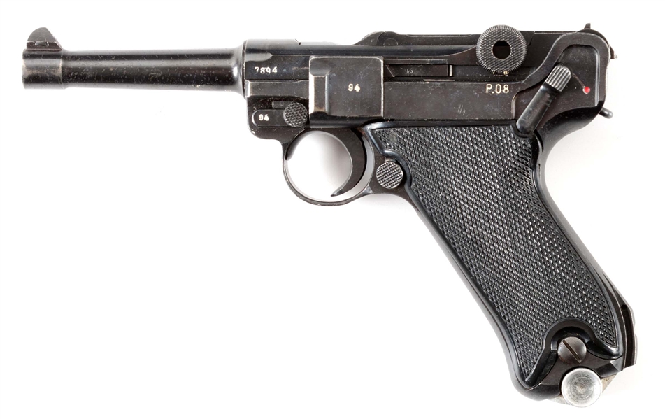 (C) EAST GERMAN REWORKED MAUSER "BYF" CODE "41" DATE P.08 LUGER SEMI-AUTOMATIC PISTOL.