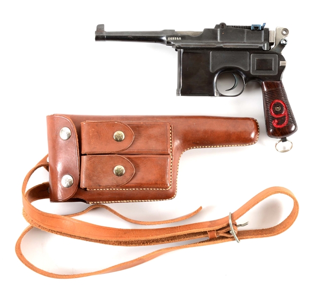 (C) REFINISHED MAUSER C96 BOLO SEMI-AUTOMATIC PISTOL WITH CHINESE HOLSTER.