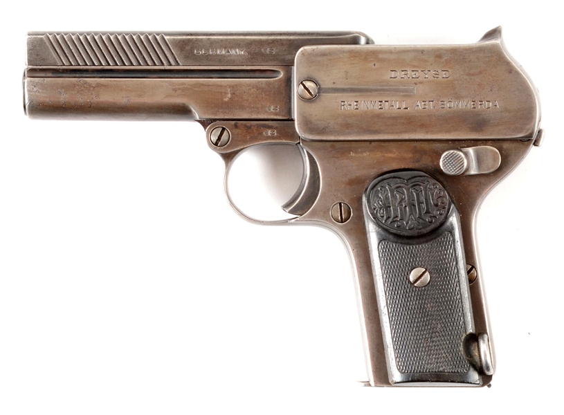 (C) DREYSE MODEL 1907 SEMI-AUTOMATIC PISTOL WITH FAUX WAFFENAMT STAMPINGS.