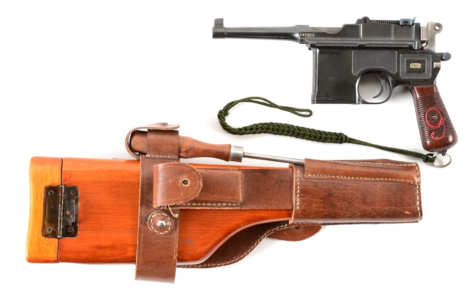 (C) REFINISHED MAUSER C96 BOLO SEMI-AUTOMATIC PISTOL WITH STOCK/HOLSTER.