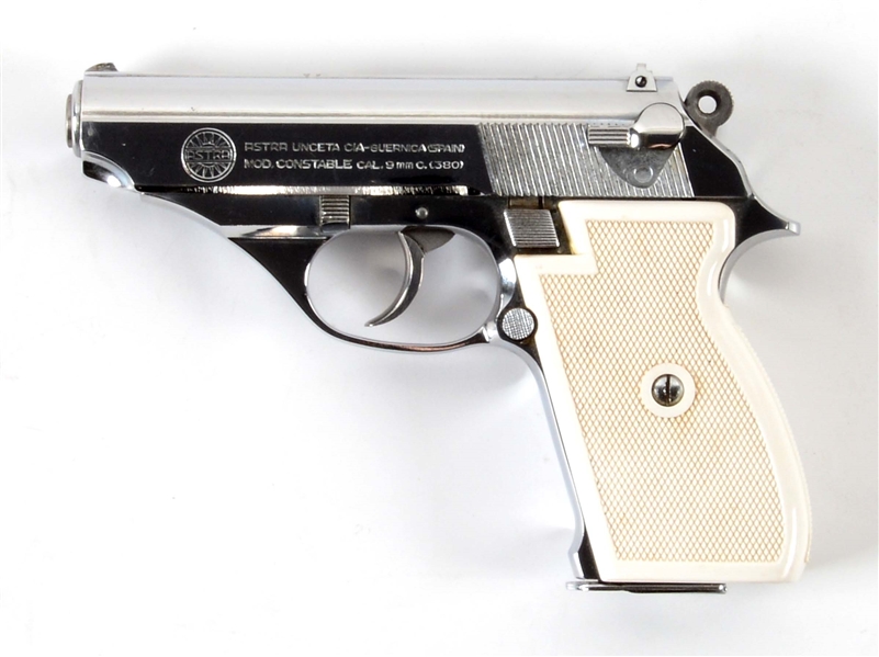 (M) NICKEL PLATED ASTRA CONSTABLE .380 ACP SEMI-AUTOMATIC PISTOL.
