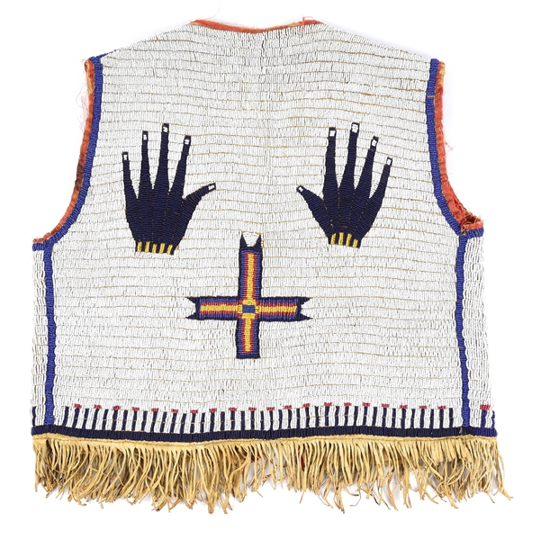 A NATIVE AMERICAN BEADED PICTORIAL VEST