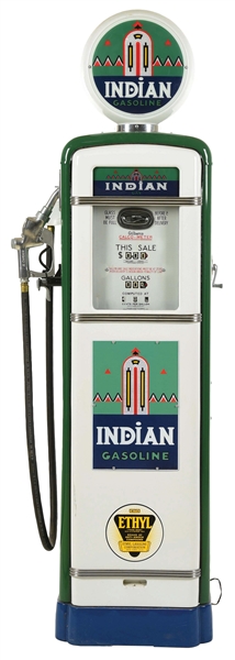 GILBARCO CALCO-METER MODEL #96 GAS PUMP RESTORED IN INDIAN GASOLINE.