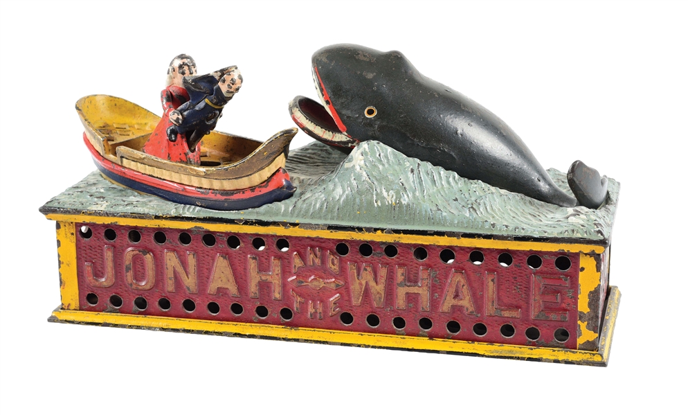 JONAH AND THE WHALE CAST IRON MECHANICAL BANK.