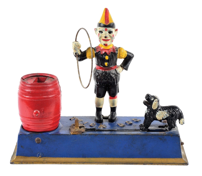 TRICK DOG CAST IRON MECHANICAL BANK.