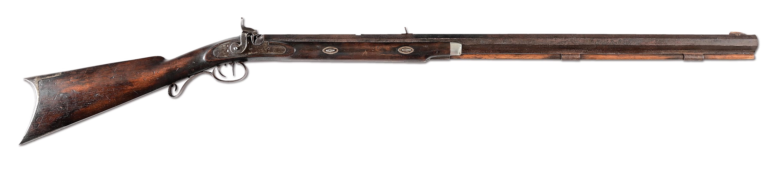 (A) S. HAWKEN MARKED PERCUSSION PLAINS RIFLE.