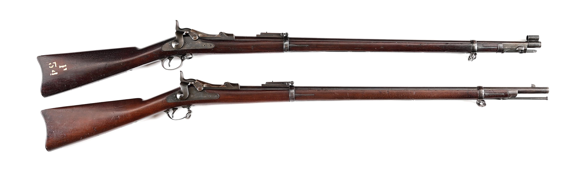 (A) LOT OF 2: U.S. SPRINFGFIELD MODEL 1888 AND 1884 TRAPDOOR RIFLES.