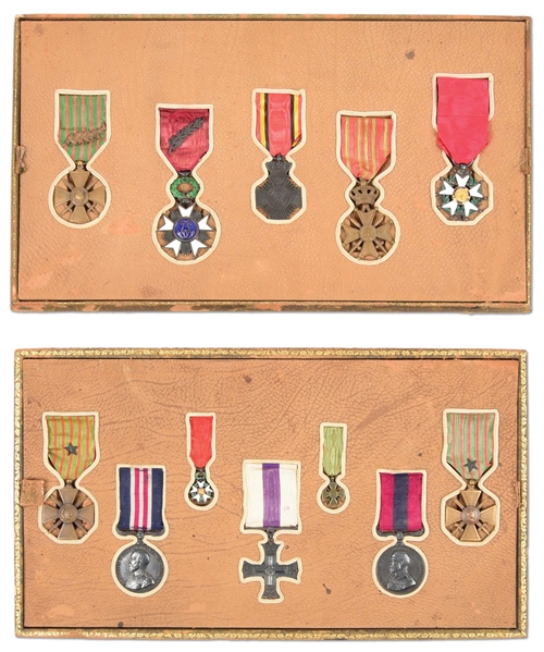 LOT OF FRENCH, BELGIAN AND BRITISH WWI MEDALS.