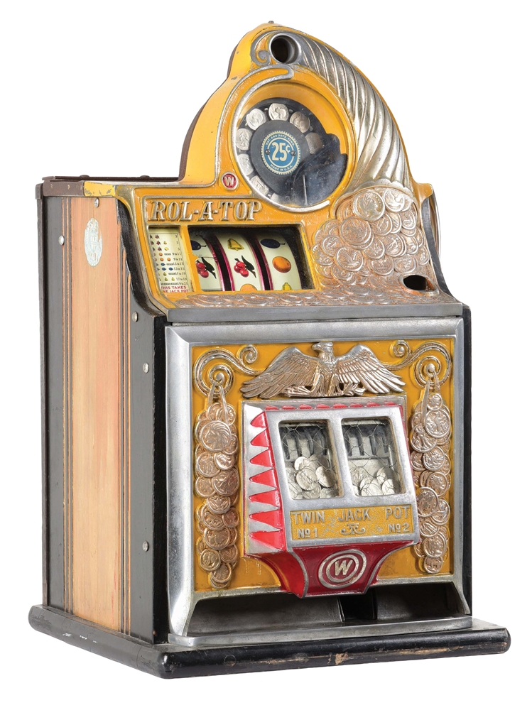 25¢ WATLING ROL-A-TOP COIN FRONT SLOT MACHINE.