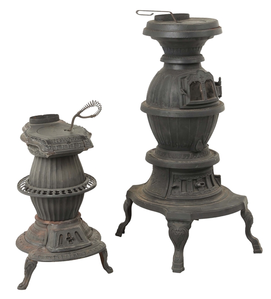 PAIR OF WONDERFUL EARLY CAST IRON STOVES.