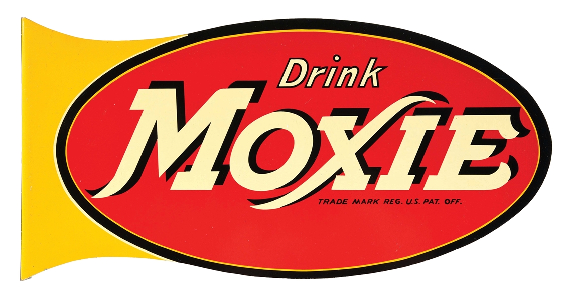 DRINK MOXIE TIN FLANGE SIGN.