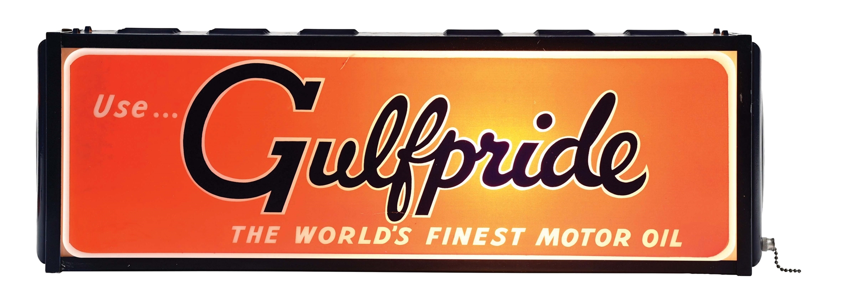 GULFPRIDE THE WORLDS FINEST MOTOR OIL LIGHT-UP SIGN BY LACKNER.