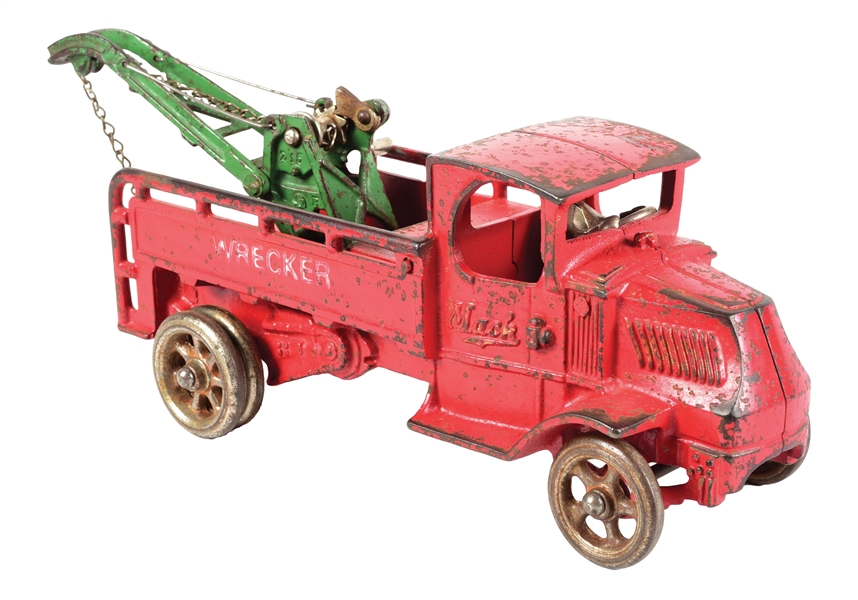 CAST IRON RED MACK WRECKER TOW TRUCK.