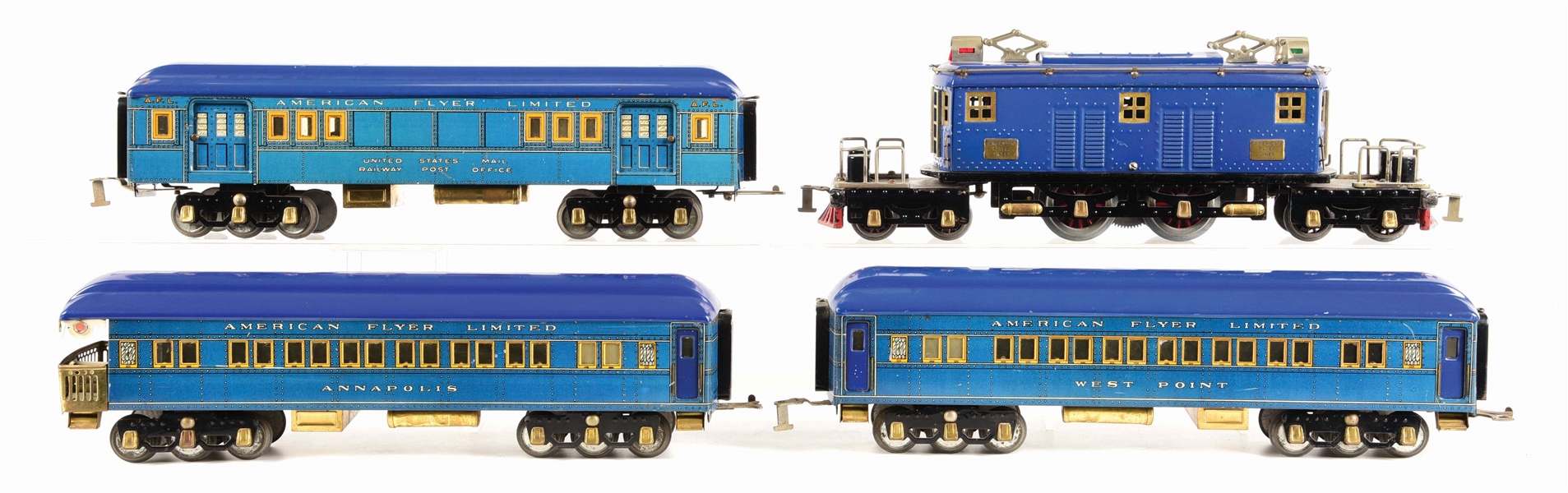 REPRODUCTION NO. 4687 AMERICAN FLYER LINES ELECTRIC LOCOMOTIVE & 3 CARS.