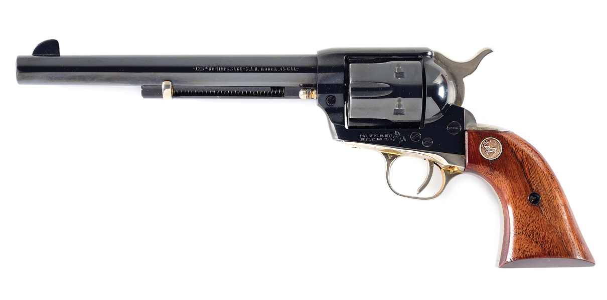 (C) CASED COLT 125TH ANNIVERSARY SINGLE ACTION ARMY REVOLVER. 